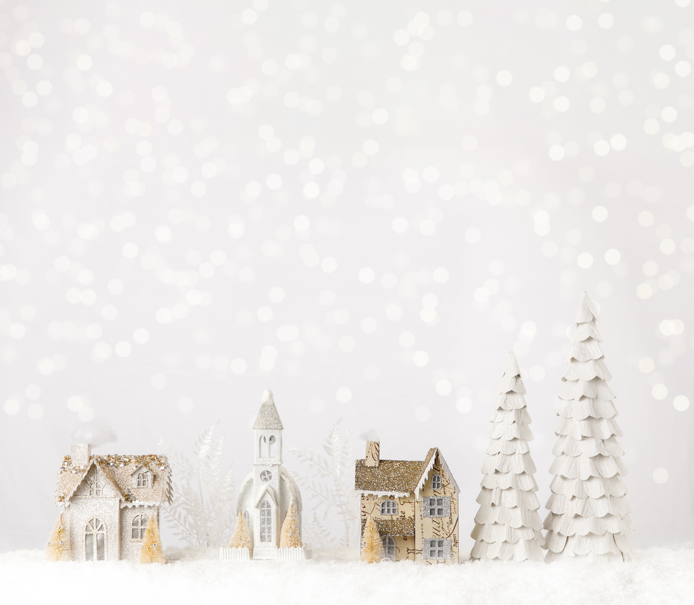 Christmas Village on a Snowy Shelf Table Christmas Decoration